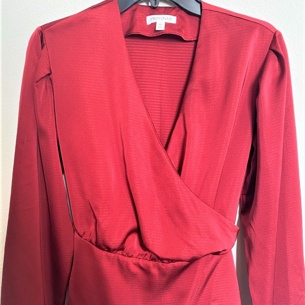 Long Sleeve Wrap Blouse